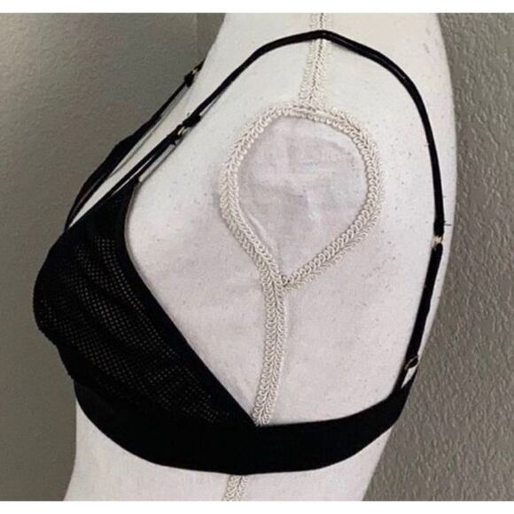 Storia Front V-Strap Mesh Black Bralette W/ Lining Size Small - Picture 4 of 8